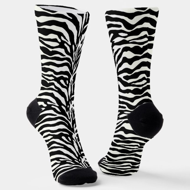 Animal Print, Zebra in Black and White Socks (Angled)
