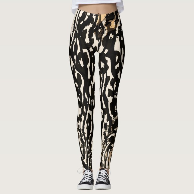 Animal print zebra modern cutting board leggings (Front)