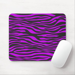 Animal Print, Zebra Stripes - Black Purple Mouse Pad