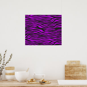 Animal Print, Zebra Stripes - Black Purple Poster