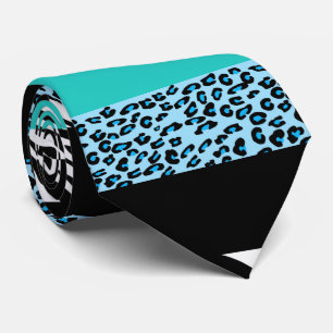 Animal Print, Zebra Stripes, Leopard Spots - Blue Tie