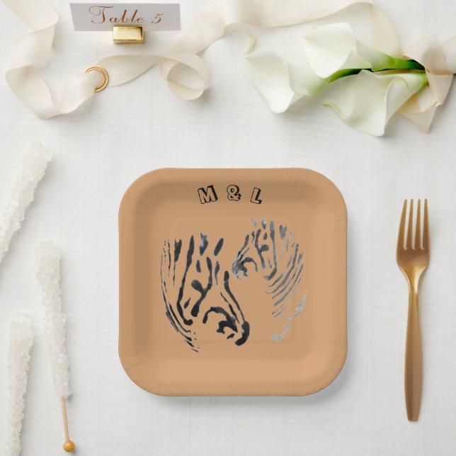 Animal Print Zebras Paper Plate (Wedding)
