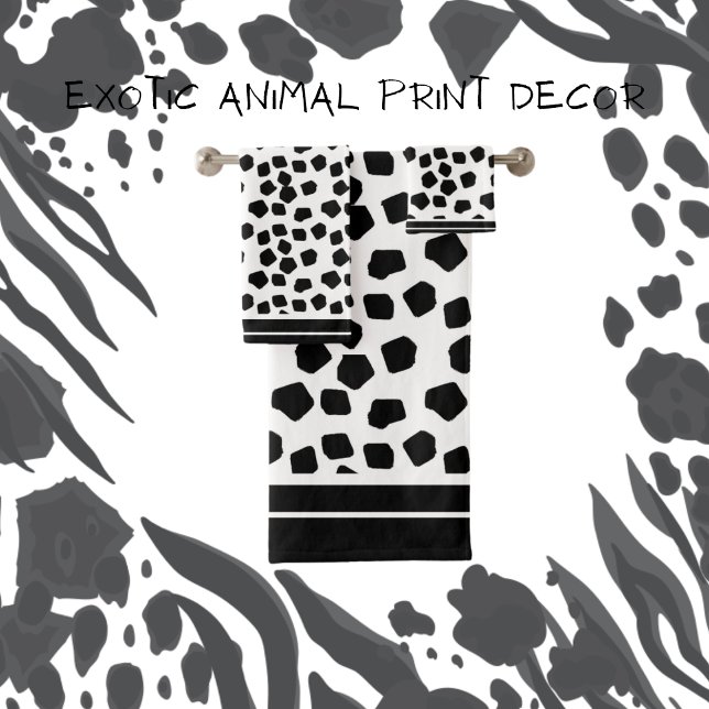 Animal Prints Black and White Bath Towel Set (Creator Uploaded)