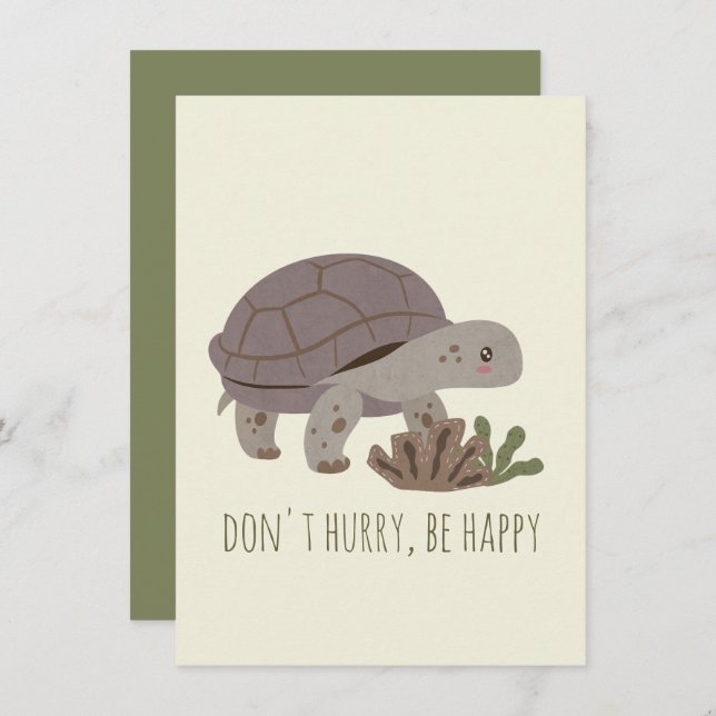 Animal Pun: Don't Hurry Be Happy Card (Front/Back)