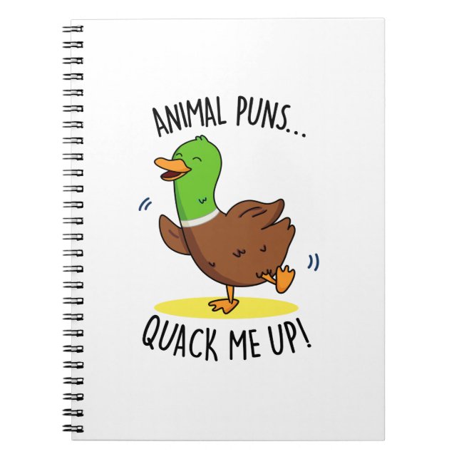 Animal Puns Quack Me Up Funny Duck Pun  Notebook (Front)