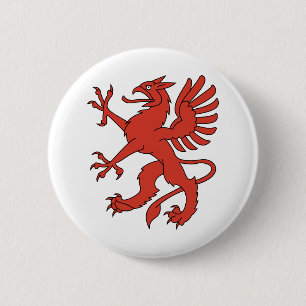 Animal Red Creature Dragon Wings Claws Tongue 6 Cm Round Badge