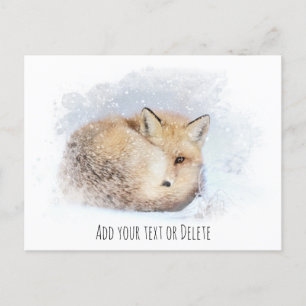 *~* Animal Red Fox Ap18 Abstract Wildlife Snowy Postcard
