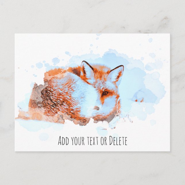 *~* Animal Red Fox Ap18 Artistic Wildlife Text  Postcard (Front)
