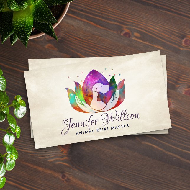 Animal Reiki Healing Watercolor Art Business Card (Creator Uploaded)