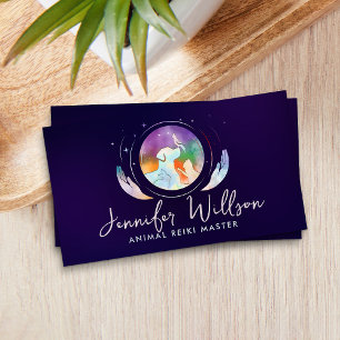 Animal Reiki Healing Watercolor Art Business Card