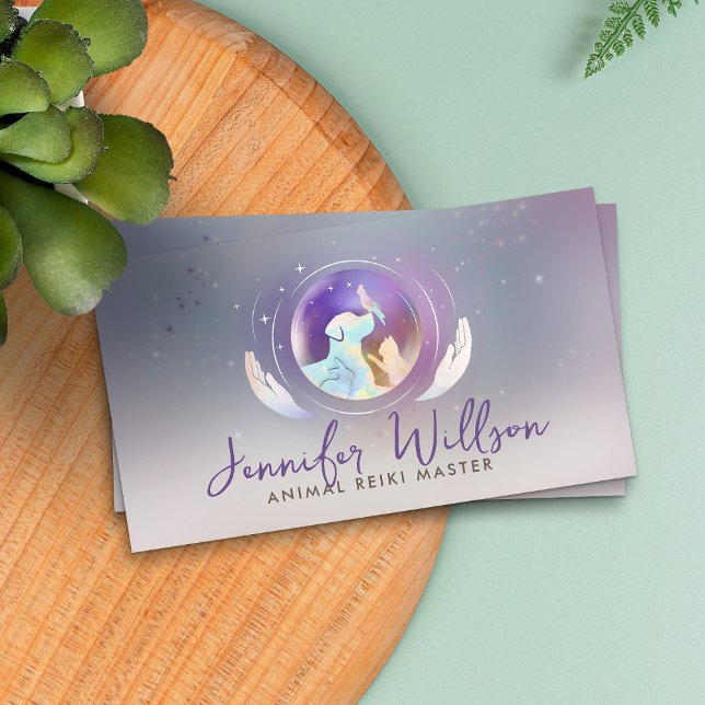 Animal Reiki Healing Watercolor Art Business Card (Creator Uploaded)