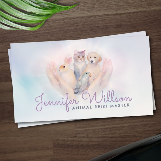 Animal Reiki Healing Watercolor Art Business Card (Creator Uploaded)