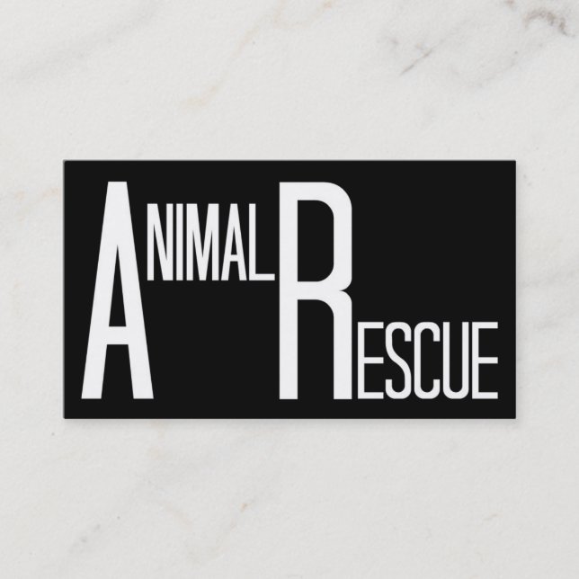 Animal Rescue Black and White Business Card (Front)
