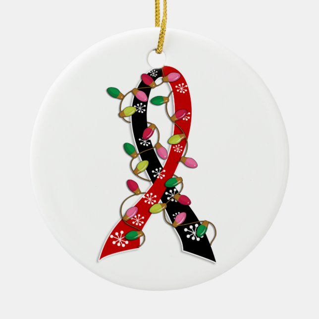 Animal Rescue Christmas Lights Ribbon Ceramic Ornament (Front)