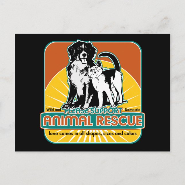 Animal Rescue Dog and Cat Postcard (Front)