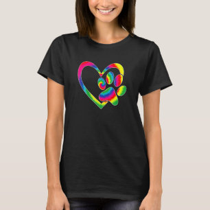Animal Rescue Dog Cat Paw Heart Print Ie Dye Dog D T-Shirt