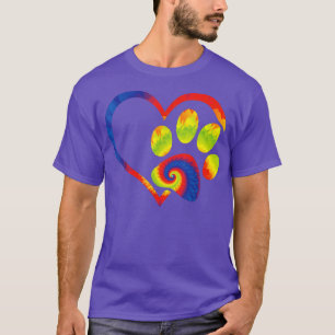 Animal Rescue Dog Paw Print Tie Dye Rainbow Dog L T-Shirt