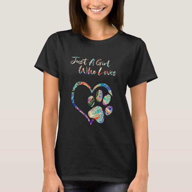 Animal Rescue  Dog Paw Print Tie Dye Rainbow Dog L T-Shirt (Front)