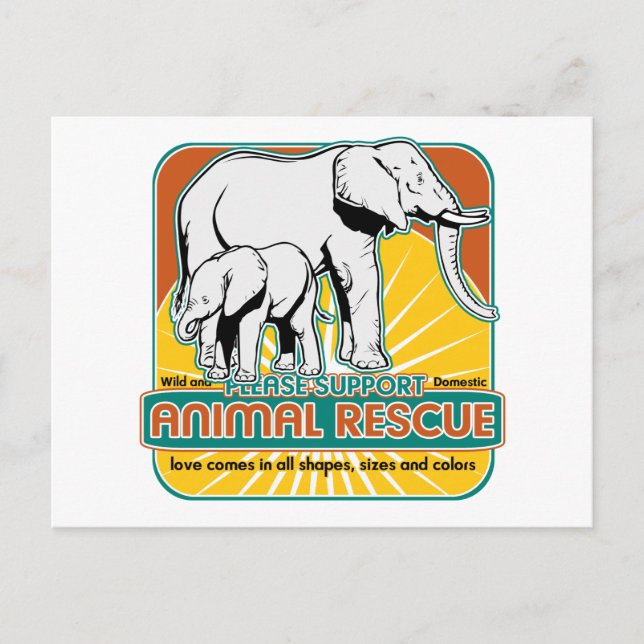 Animal Rescue Elephants Postcard (Front)