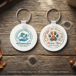 Animal Rescue Fundraiser Autumn Paw Print Tribute Key Ring