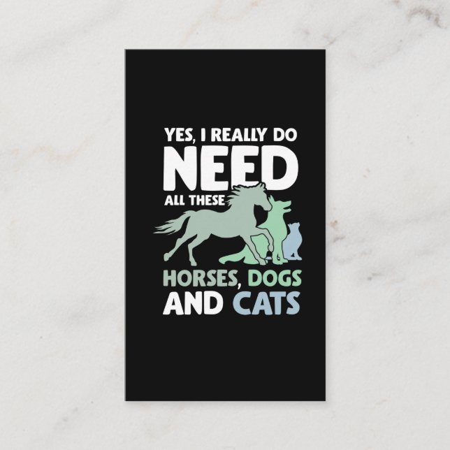 Animal Rescue Horse Cat and Dog Pet Lover Business Card (Front)