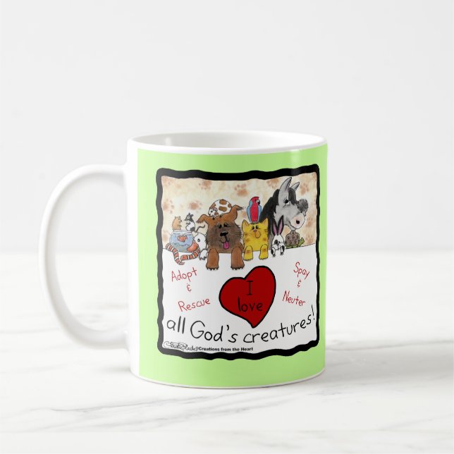 Animal Rescue-I love All God’s Creatures Coffee Mug (Left)