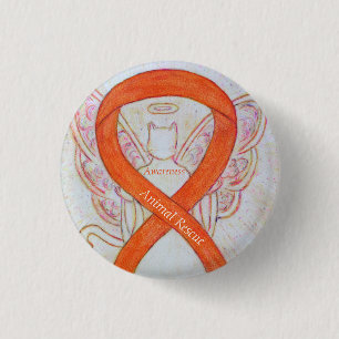 Animal Rescue Orange Awareness Ribbon Angel Pin