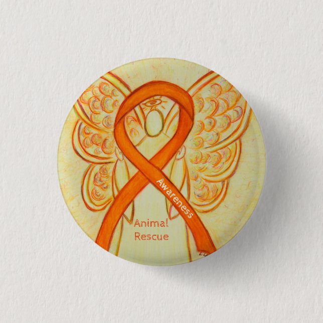 Animal Rescue Orange Awareness Ribbon Angel Pin (Front)