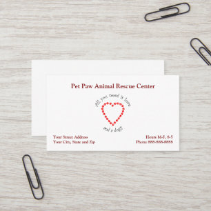 Animal Rescue Shelter Business Card