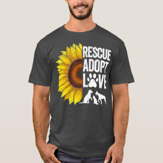 Animal Rescue Sunflower Rescue Adopt Love T-Shirt