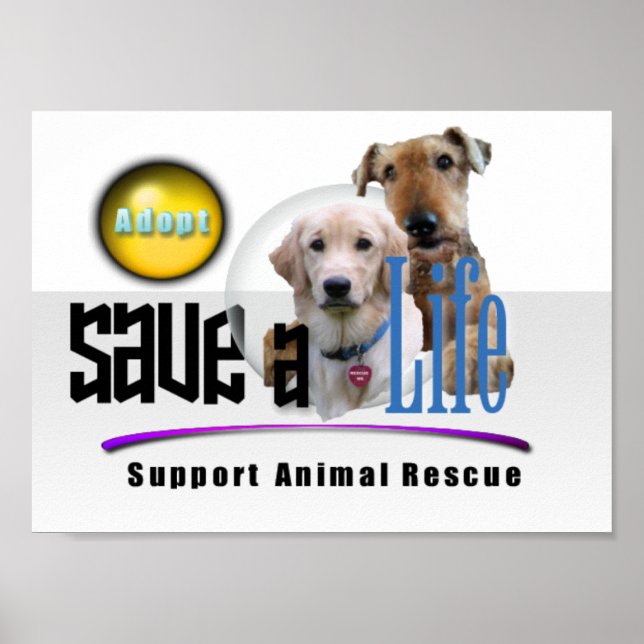 ANIMAL RESCUE SUPPORT - ADOPT! POSTER (Front)