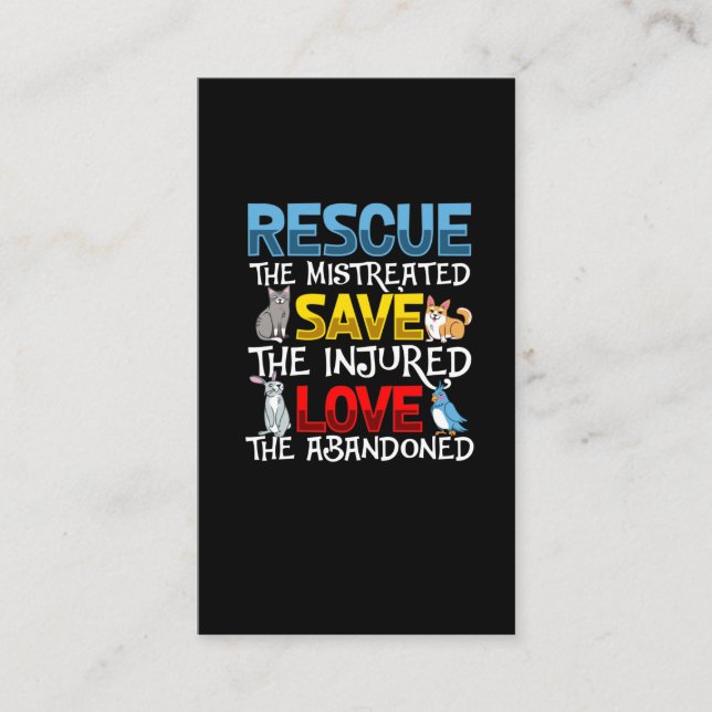Animal Rescue Support Cute Cat Rabbit Dog Bird Business Card (Front)