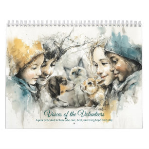 Animal Rescue Volunteers Watercolor Art Calendar