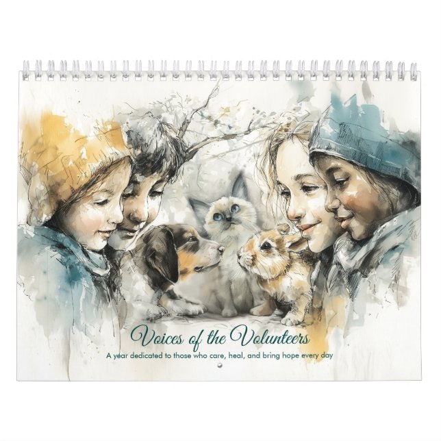 Animal Rescue Volunteers Watercolor Art Calendar (Cover)