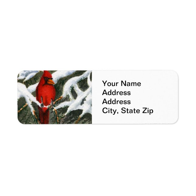 Animal Return Address Label Cardinal red bird (Front)