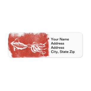 Animal Return Address Label Giant Squid