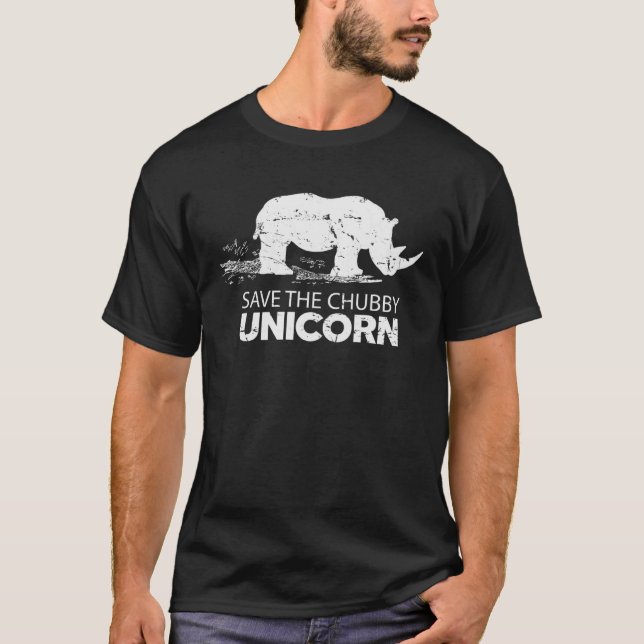 Animal Rhino  Save The Chubby Unicorns  Rhinoceros T-Shirt (Front)