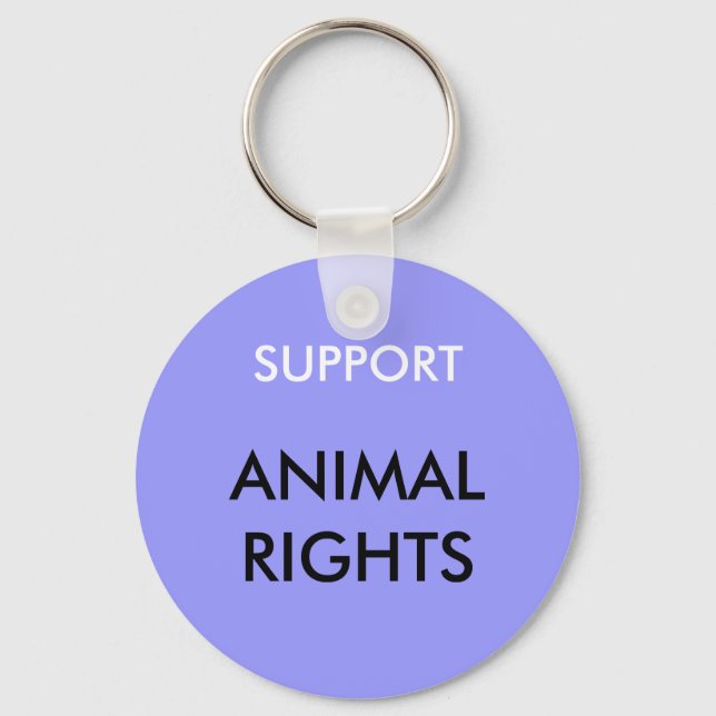 Animal Rights Keychain, Blue Key Ring (Front)