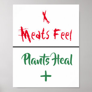 Animal Rights "Meats Feel Plants Heal" Poster