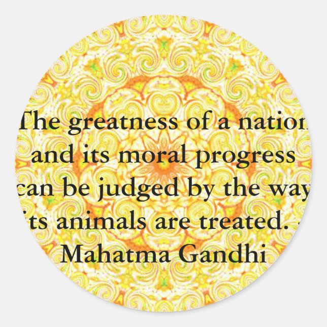 animal rights quote - Mahatma Gandhi Classic Round Sticker (Front)