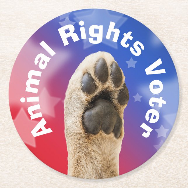Animal Rights Voter Round Paper Coaster (Front)