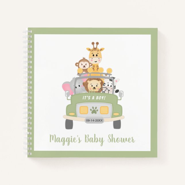 Animal Safari Baby Shower Guest Book (Front)