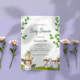 Animal Safari Jungle Baby Shower Invitation