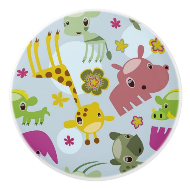 animal safari pattern ceramic knob (Front)