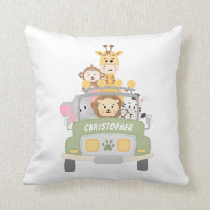 Animal Safari Personalised Kid's Cushion