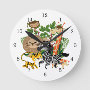 Animal Safari Round Clock
