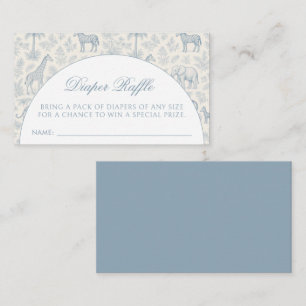 Animal Safari Toile De Jouy Blue Diaper Raffle Enclosure Card