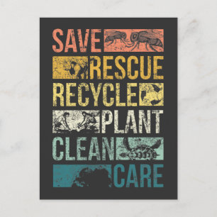 Animal Save Earth Turtle Climate Change Recycle Postcard