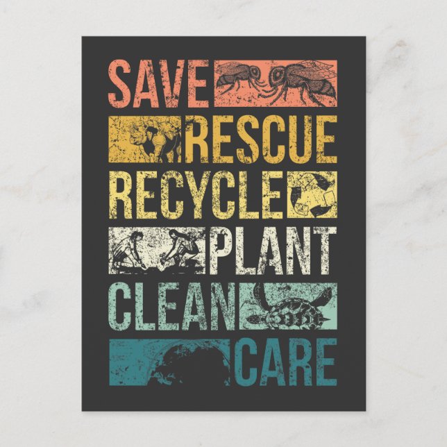 Animal Save Earth Turtle Climate Change Recycle Postcard (Front)