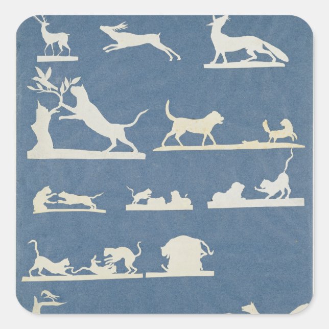 Animal Scenes and Playing Cats Square Sticker (Front)